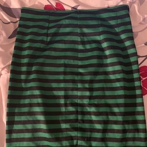 Green and Black Horizontal Striped Mini Skirt